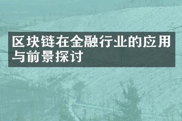 区块链在金融行业的应用与前景探讨