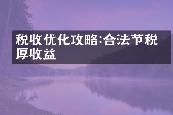 税收优化攻略:合法节税增厚收益