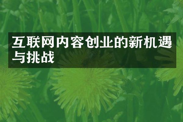 互联网内容创业的新机遇与挑战