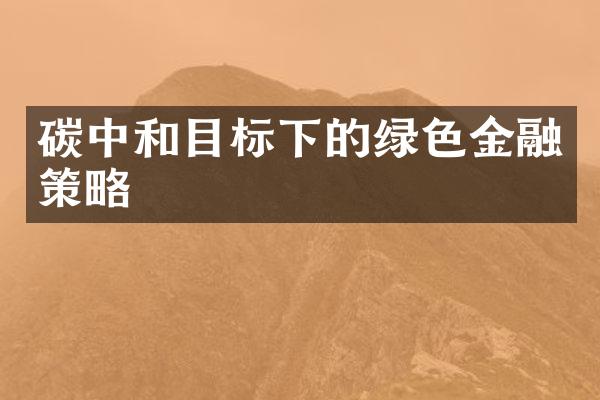 碳中和目标下的绿色金融策略