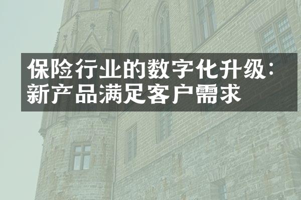 保险行业的数字化升级:创新产品满足客户需求