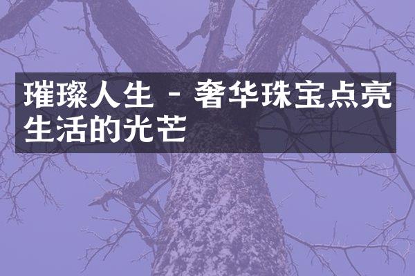 璀璨人生 - 奢华珠宝点亮生活的光芒