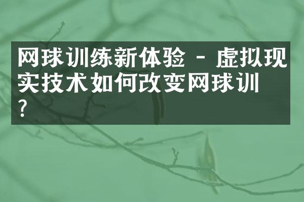 网球训练新体验 - 虚拟现实技术如何改变网球训练?