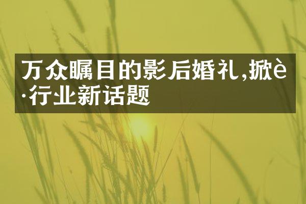 万众瞩目的影后婚礼,掀起行业新话题