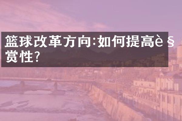 篮球改革方向:如何提高观赏性?