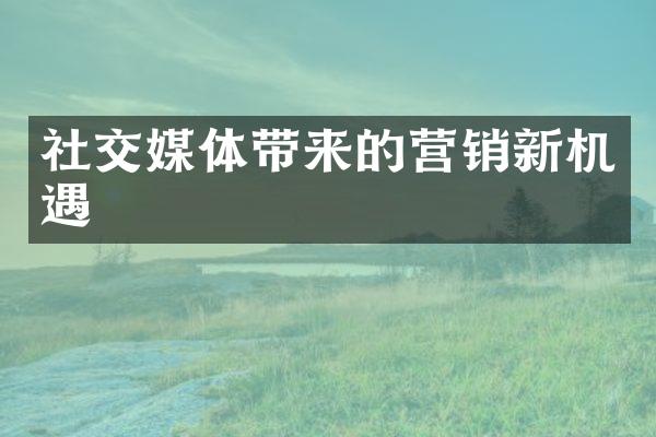 社交媒体带来的营销新机遇