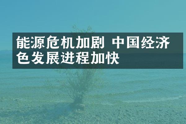 能源危机加剧 中国经济绿色发展进程加快