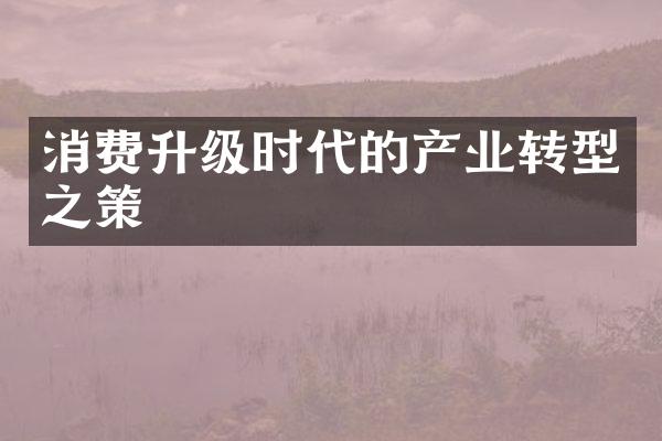 消费升级时代的产业转型之策