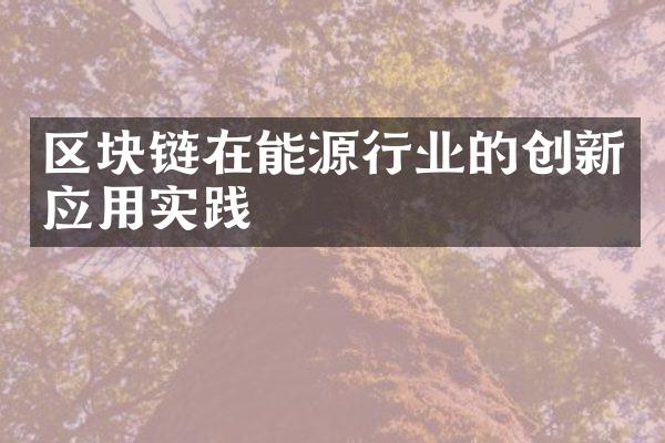 区块链在能源行业的创新应用实践