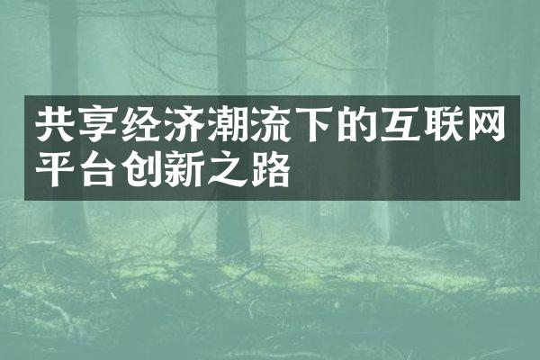 共享经济潮流下的互联网平台创新之路