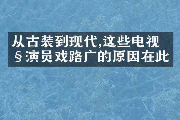 从古装到现代,这些电视剧演员戏路广的原因在此