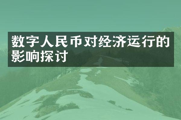 数字人民币对经济运行的影响探讨