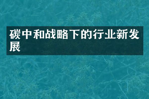 碳中和战略下的行业新发展