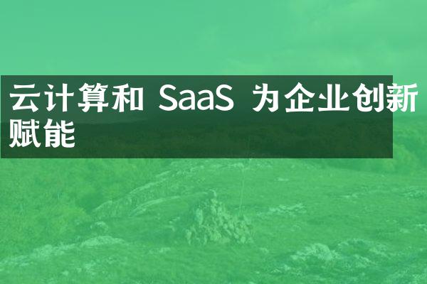 云计算和 SaaS 为企业创新赋能