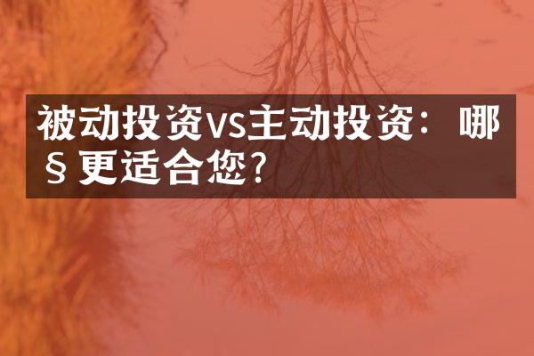 被动投资vs主动投资：哪种更适合您?