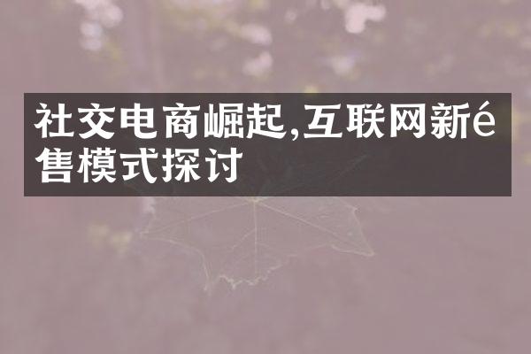 社交电商崛起,互联网新零售模式探讨