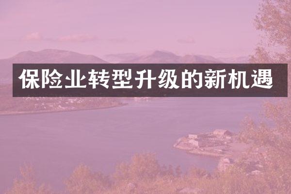 保险业转型升级的新机遇