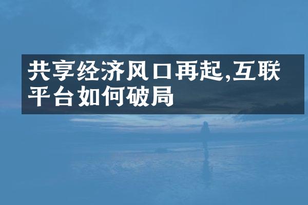 共享经济风口再起,互联网平台如何破