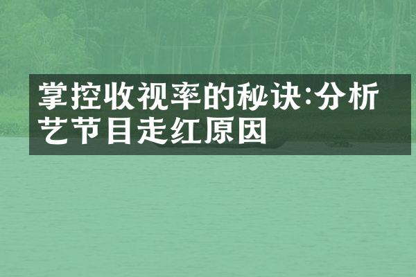 掌控收视率的秘诀:分析综艺节目走红原因