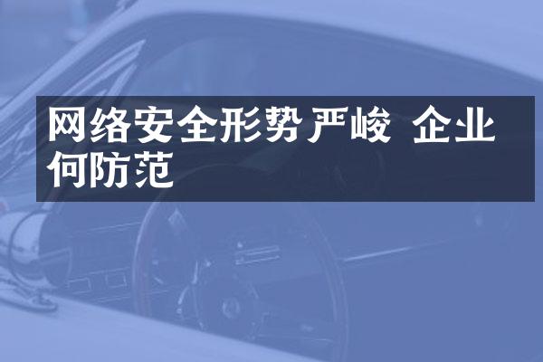 网络安全形势严峻 企业如何防范