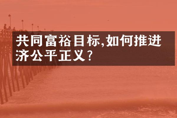 共同富裕目标,如何推进经济公平正义?