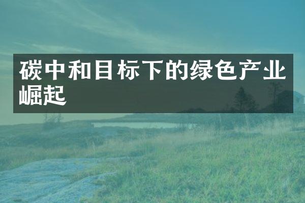 碳中和目标下的绿色产业崛起