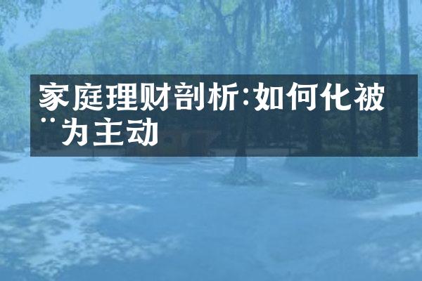 家庭理财剖析:如何化被动为主动