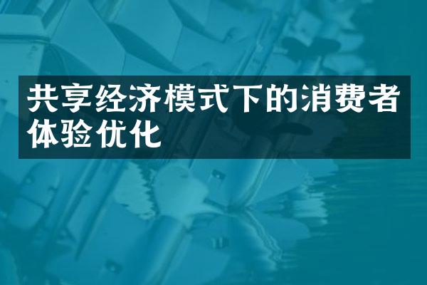 共享经济模式下的消费者体验优化