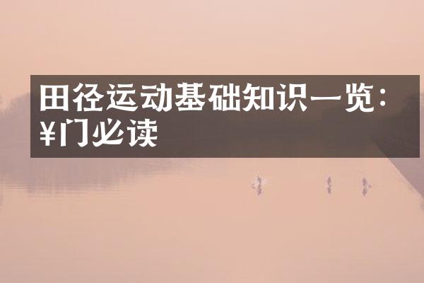 田径运动基础知识一览:入门必读