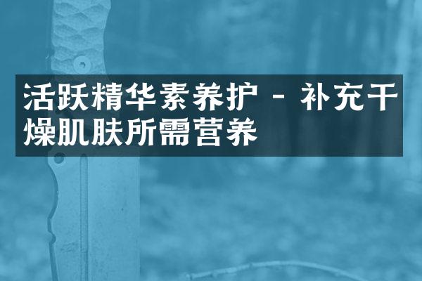 活跃精华素养护 - 补充干燥肌肤所需营养