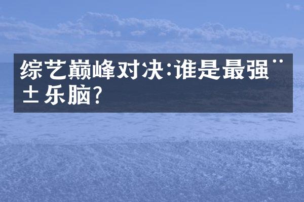 综艺巅峰对决:谁是最强娱乐脑?