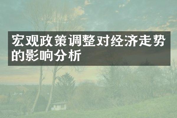 宏观政策调整对经济走势的影响分析