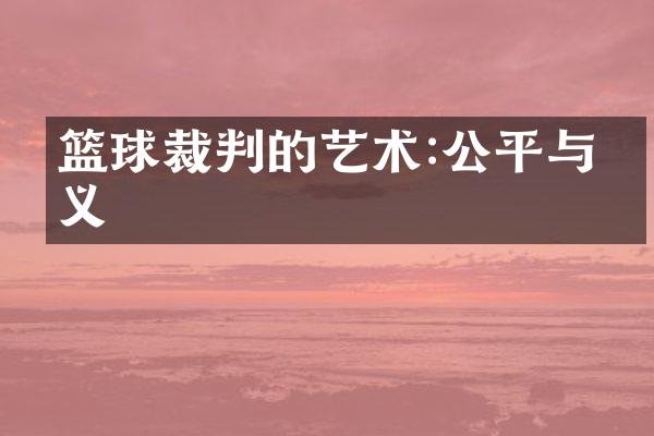 篮球裁判的艺术:公平与正义