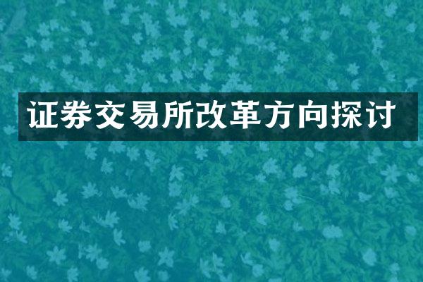 证券交易所改革方向探讨