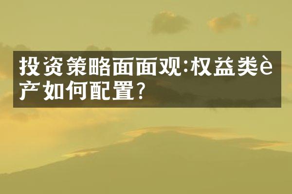 投资策略面面观:权益类资产如何配置?