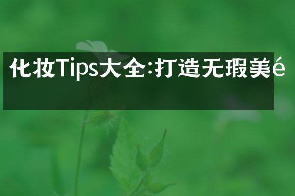 化妆Tips大全:打造无瑕美颜