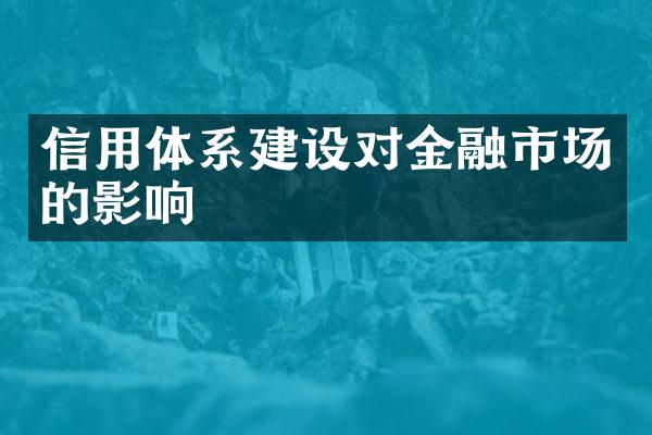 信用体系建设对金融市场的影响