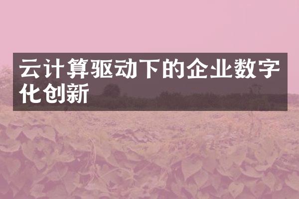 云计算驱动下的企业数字化创新