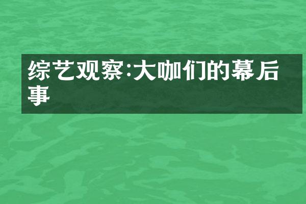 综艺观察:大咖们的幕后故事