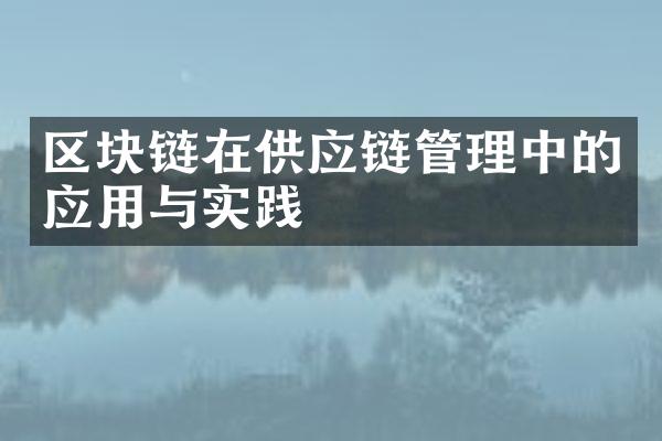 区块链在供应链管理中的应用与实践