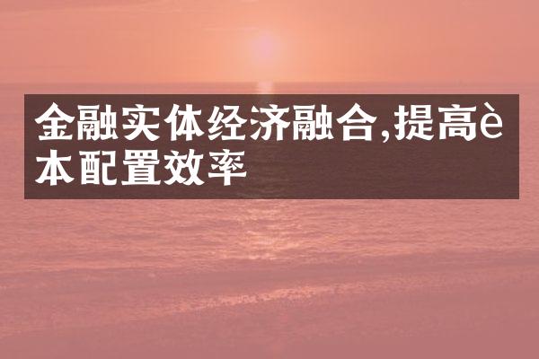 金融实体经济融合,提高资本配置效率