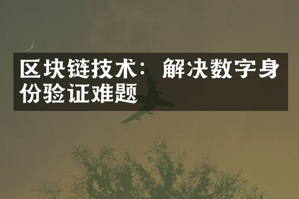 区块链技术：解决数字身份验证难题