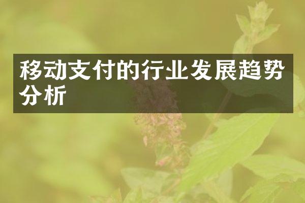 移动支付的行业发展趋势分析