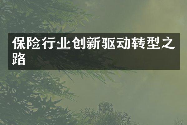 保险行业创新驱动转型之路