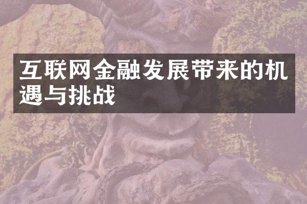 互联网金融发展带来的机遇与挑战