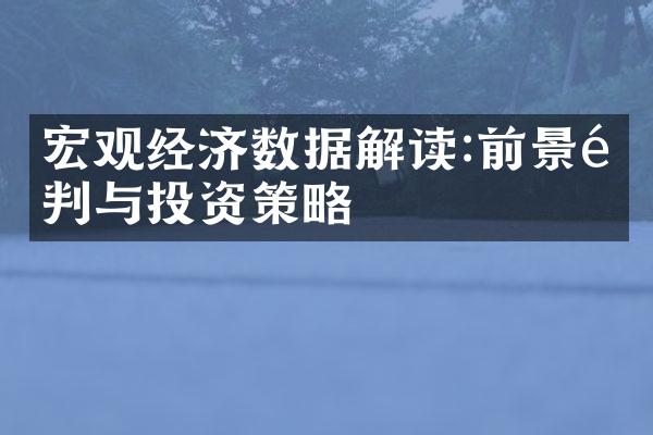 宏观经济数据解读:前景预判与投资策略