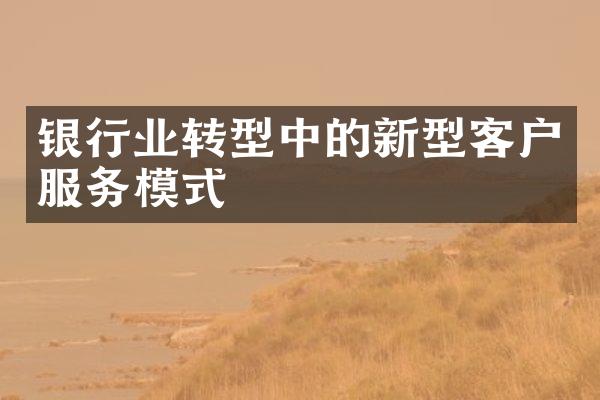 银行业转型中的新型客户服务模式