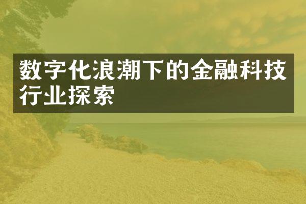 数字化浪潮下的金融科技行业探索