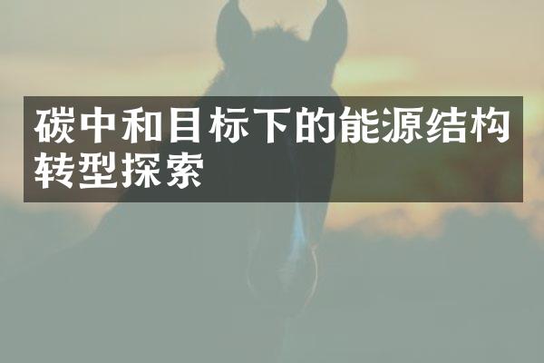 碳中和目标下的能源结构转型探索