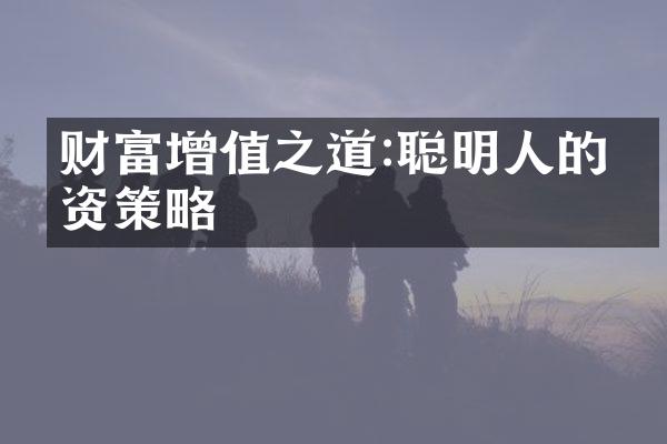 财富增值之道:聪明人的投资策略